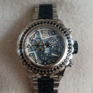 Invicta Silver and Blue Chronograph Watch